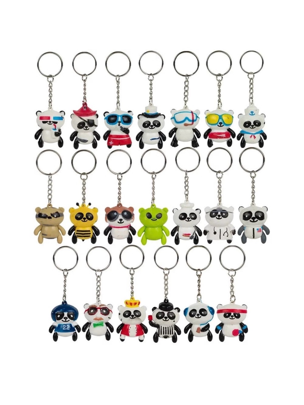 100 Collectible Keychains 1.5” Rubber 3D Key Chains Backpack Prize Favor Animals - Picture 6 of 17